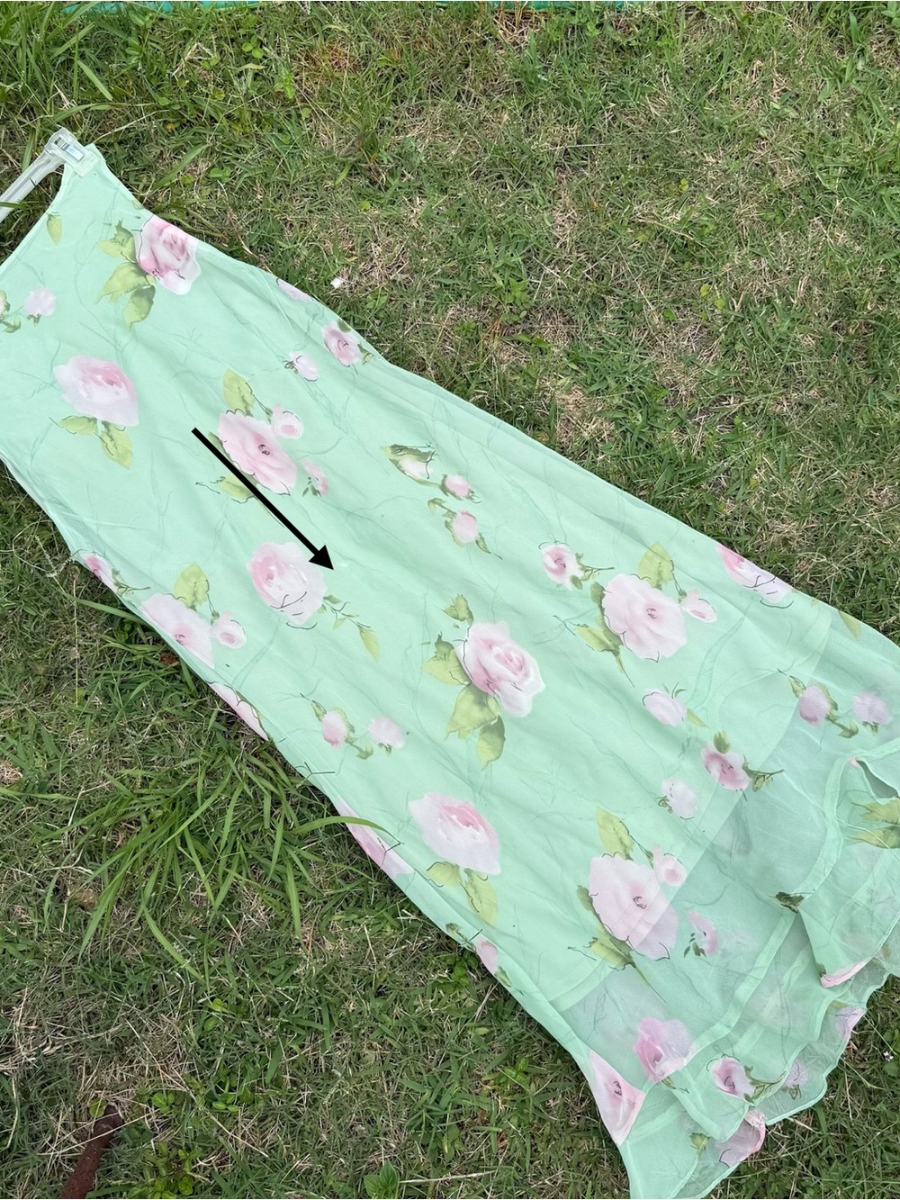 Y2K Sheer Fairy Dress Light Mint Green Floral Print Maxi Length 16 Cottagecore